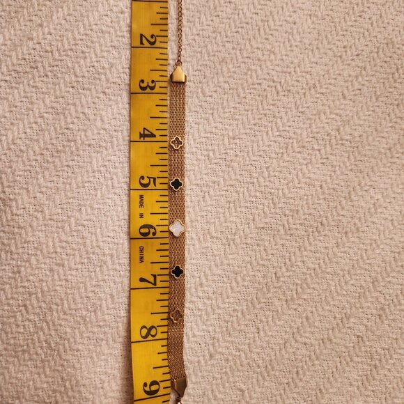 New mesh bracelet with flower and clover designer inspired18K gold plated - Picture 5 of 10